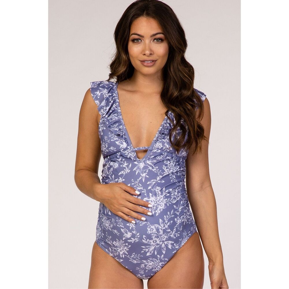 PinkBlush Polka Dot Maternity One Piece Swimsuit (Lg)